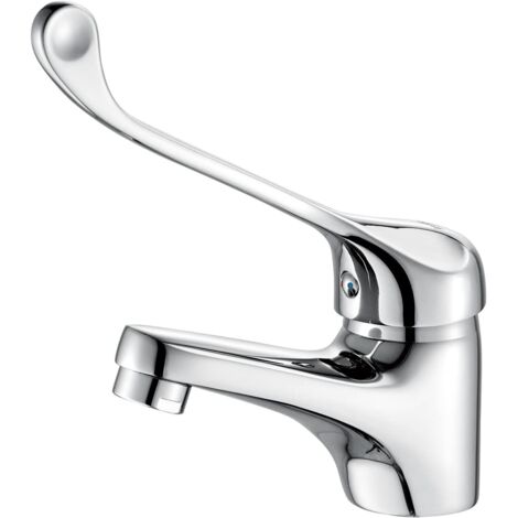 Grifo monomando para lavabo de baño con mango de latón, cromado y plateado (1/5)