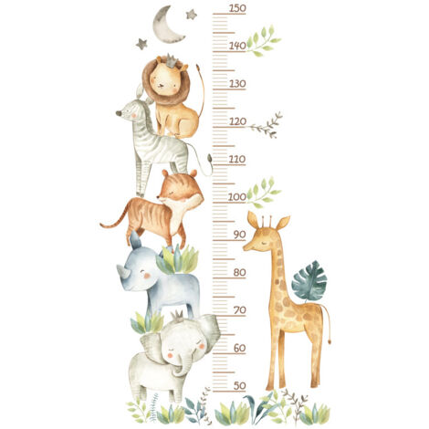 SHINING HOUSE Tabla de altura para niños, calcomanía de pared de animales del bosque, calcomanía de pared de tabla de altura para niños, decoración de guardería para niños y niñas, mide 50-150 cm (1/5)