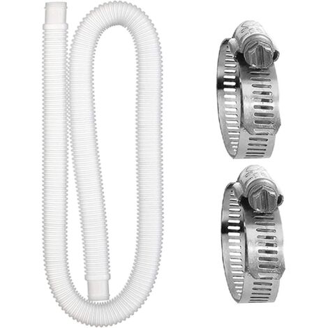 SHINING HOUSE Manguera de repuesto para piscina, manguera para piscina de PC, manguera para piscinas elevadas, manguera de repuesto para bomba de filtro de piscina con 2 anillos de conexión de metal ( (1/5)