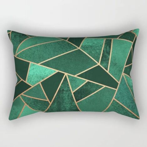 SHINING HOUSE Funda de almohada de felpa de doble cara con diseño geométrico, rectangular, estilo moderno, azul, verde y negro, de estilo nórdico, 30 x 50 cm, color piel de melocotón