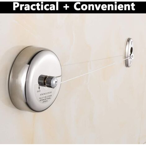 Tendedero Retráctil De Pared GAESHOW - Cuerda Extensible De 4.8m, Para Interior Y Exterior, Blanco