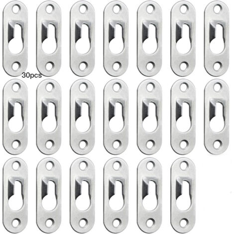 SHINING HOUSE 30 colgadores de metal con forma de cerradura de 43 mm x 16 mm para colgar espejos y marcos de fotos en armarios de pared interiores, color plateado
