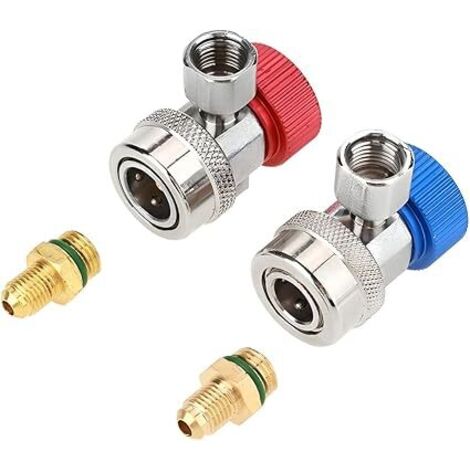 SHINING HOUSE Conector rápido de 2 piezas AC R134A, adaptador de refrigerante para automóvil, kit de conversión de aire acondicionado para automóvil de alto y bajo voltaje para dispensador de refriger (1/5)