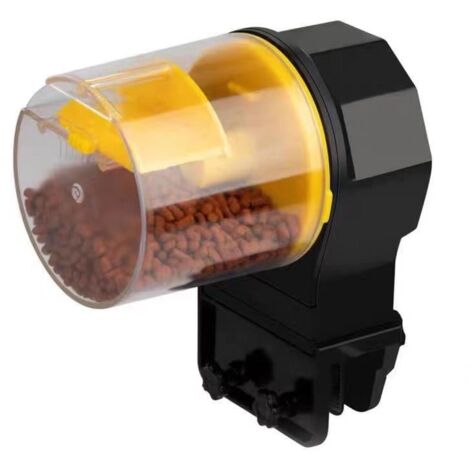 SHINING HOUSE Dispensador automático de comida para peces, 100/210 ml, temporizador automático con dos cajas de alimentación para vacaciones y fines de semana, color amarillo (1/4)