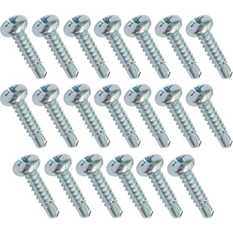 SHINING HOUSE Lote de 20 tornillos autotaladrantes para chapa Ø4,2x19mm con cabeza abombada grande - huella PH/cruz - en acero cincado (1/2)