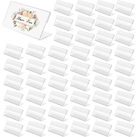 SHINING HOUSE 48 piezas de soportes para etiquetas de precios, soporte de exhibición de precios de acrílico transparente, soportes para etiquetas para panaderías, tiendas de comestibles, oficina (6 4 (1/5)