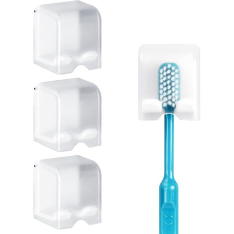 SHINING HOUSE Paquete de soporte para cepillos de dientes montado en la pared con tapa, soporte para cepillos de dientes sin perforaciones, soporte para cepillos de dientes colgante para dormitorio, b
