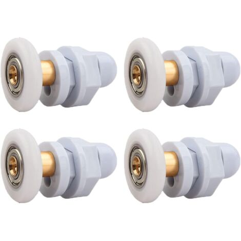 SHINING HOUSE 4 ruedas de rodillo para puerta de ducha corrediza, ruedas de latón para puerta de ducha corrediza, ruedas para puerta de vidrio, accesorios de baño (25 mm) (1/3)