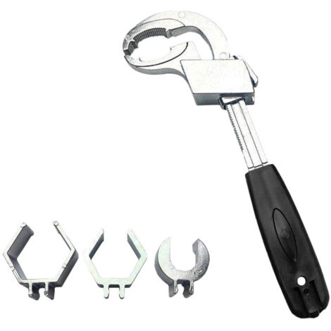 SHINING HOUSE Llave de boca universal ajustable: herramienta de llave ajustable Llave de boca ajustable Llave de boca con 3 cabezales de tarjeta Llave para reparación de tuberías de agua (1/4)