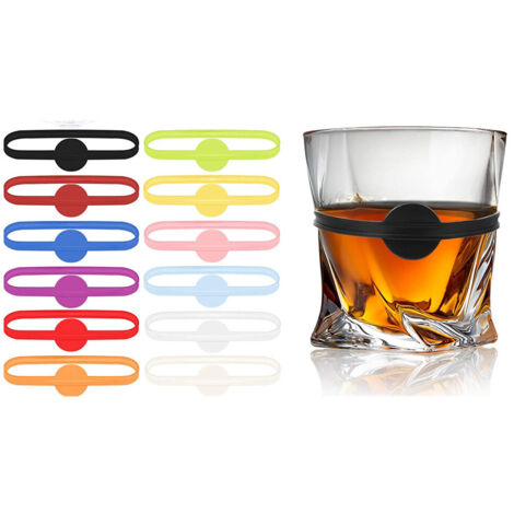 SHINING HOUSE 12 marcadores de silicona para copas de vino, reutilizables, de silicona, de colores, para bares, karaokes, fiestas y cócteles (1/4)