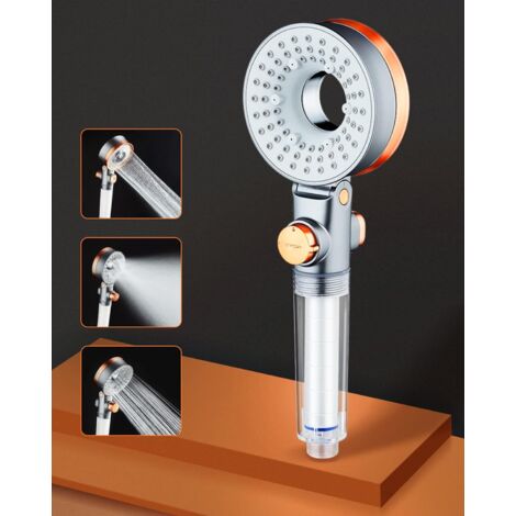 LENDOO Doccino per Doccia,Soffione Doccia Alta Pressione con tubo 1.5M 4 Modalità di Spruzzo Soffione Doccia Anticalcare con 4 Sostituibile Filtro Doccia con Potente de Pulverización y Pausa (Grigio