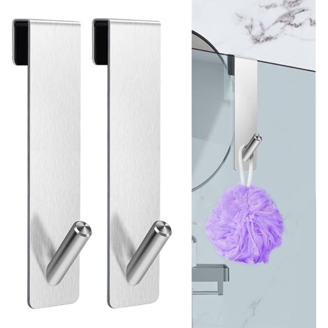 Ganci Per Porta Doccia In Acciaio Inox 304 – 2 Pezzi, Nero Opaco, Senza Foratura