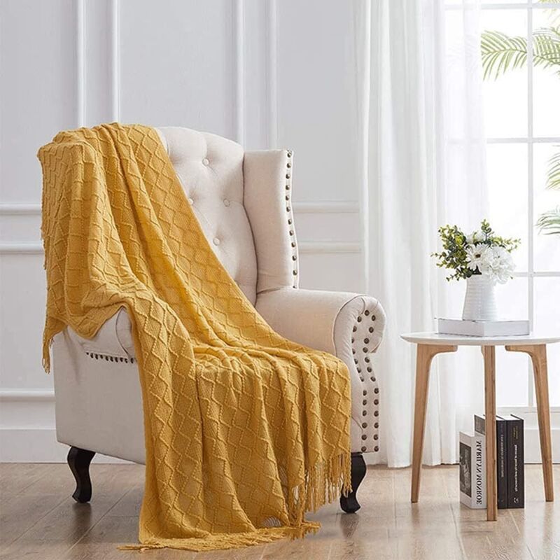 Snugtown Zopfstrick-Decke, 127 X 152 Cm – Weich, Gemütlich, Mit Fransen, Für Couch & Bett
