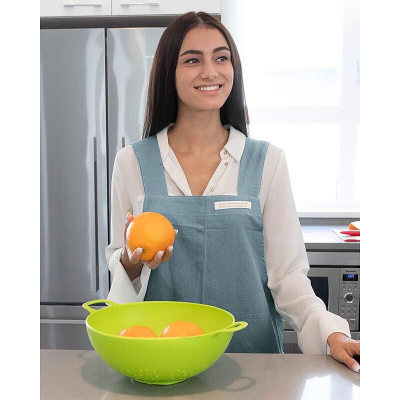 TOPTIE Schürze Damen Aus Baumwolle-Leinen – Kreuzrücken-Design, Mit 2 Taschen, Einheitsgröße, In Grün & Anderen Farben