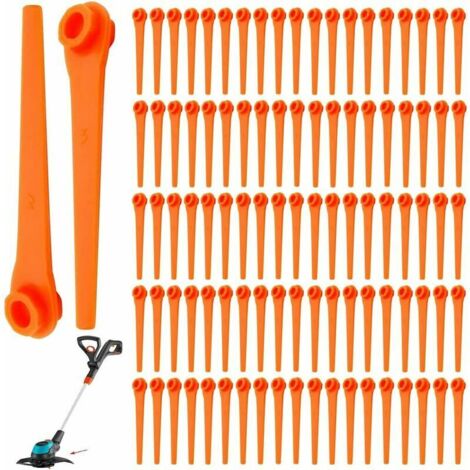 SHINING HOUSE 100 Stück Kunststoff-Ersatzklingen für Gardena 9823 9825 9820 9821 Freischneiderklingen 70 mm, Zubehör für Rasentrimmer (1/4)