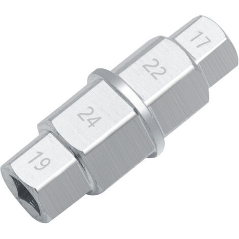 Sechskantwerkzeug für das Vorderrad von Motorrädern – Adapter von Spindel auf Innensechskant – 17 mm, 19 mm, 22 mm, 24 mm – Silber (1/3)