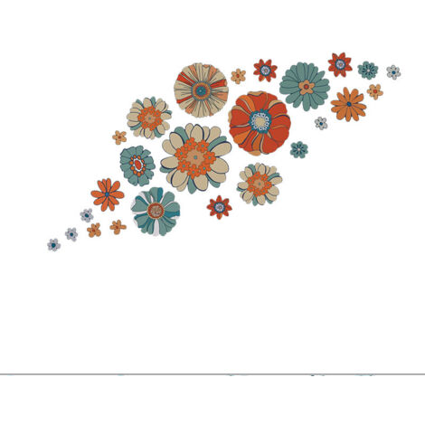 SHINING HOUSE Böhmische Retro-Blumen-Wandaufkleber, große Vintage-Blumen-Wandaufkleber, bunte Blumen-Wandaufkleber für Erwachsene, Wohnzimmer, Schlafzimmer, Heimbüros, Sofa, Hintergrund, Wanddekoratio (1/5)