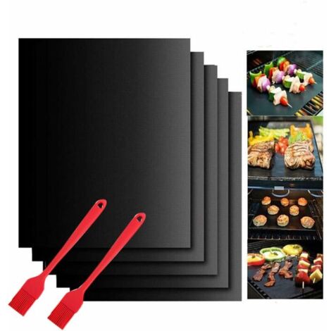 SHINING HOUSE Grill-Backmatte, 5-teiliges Grillmatten-Set, 40 x 33 cm, wiederverwendbares Backblech, Teflonplatte, für Gas-, Elektro- und Holzkohlegrills (40 x 33 cm) (1/5)