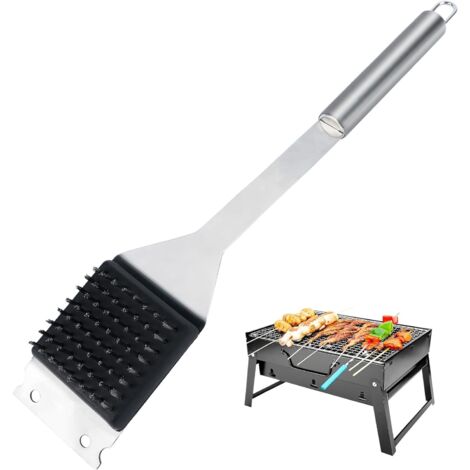 SHINING HOUSE Grillbürste, Edelstahl-Grillbürste, Grillbürste und Schaber mit Deluxe-Griff, Grill-Reinigungsbürste, Gasgrill, alle Grills (34 x 6 cm) (1/5)