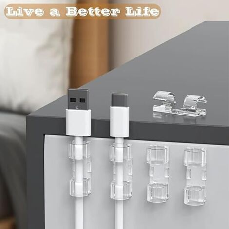 Produktbild von 12er-Set Kabelorganizer Mit Magnetclip, Weiss: Schreibtisch-Kabelhalter, Selbstklebend & Flexibel – Nie Wieder Kabelsalat Im Büro & Zuhause - So Wird Ihr Zuhause Zur Wohlfühloase