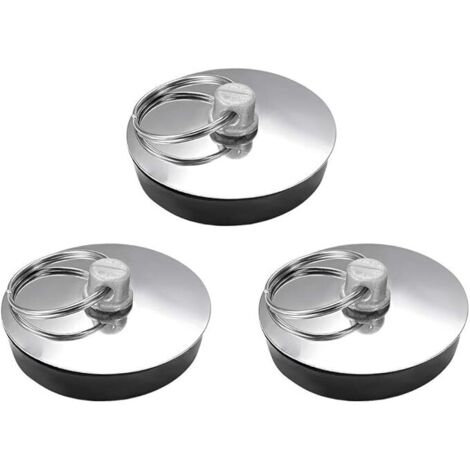 SHINING HOUSE 37 mm Edelstahl-Spülbeckenstopfen mit Ring für Badewanne, Küche, Badezimmer, 3er-Pack (1/3)