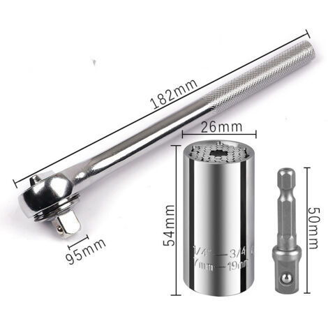 SHINING HOUSE Universal-Stecknuss, professioneller Stecknuss-Griffadapter, 1/4 bis 3/4 Zoll (7–19 mm), Ratschenschlüssel, Bohrmaschinenadapter, Werkzeuge, Geschenke für Männer, Ihn, Ehemann, Papa, Vat (1/4)