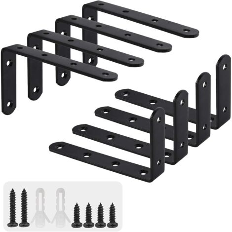 SHINING HOUSE Stück Wandregalhalterungen mit 48 Schrauben, Wandregalhalterung, L-förmige Halterung, Befestigungshalterung für Regaldekoration, Küche, Schlafzimmer, Hängemöbel, Schrank, 123 x 80 x 3 mm (1/5)