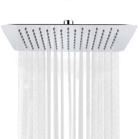 SHINING HOUSE Anti-Kalk-Duschkopf, wassersparender Duschkopf mit 25,4 cm Edelstahl-Auslauf, poliertes Chrom-Finish, quadratisch (1/5)