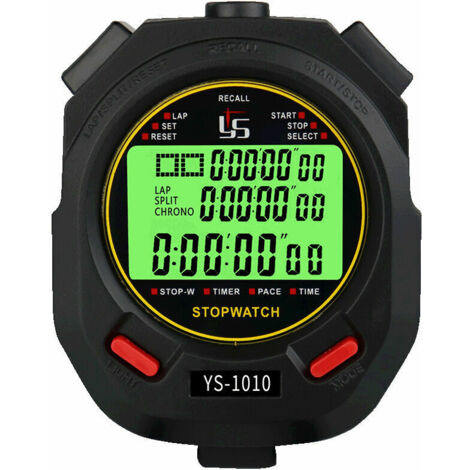 SHINING HOUSE Stoppuhr mit Stumm- und Lichtfunktion, leuchtende elektronische Stoppuhr, professionelle Trainingsstoppuhr für den Sport (10 Speicher), 7 x 62 x 21 mm (1/4)