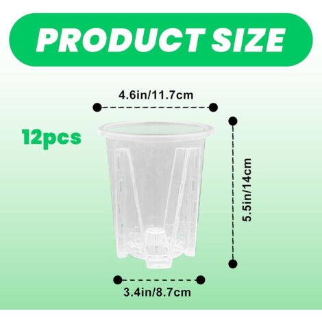 SHINING HOUSE ot Flowers, 12 Stck Orchideentpfe mit Lchern,  transparenter Orchideentopf, Orchideen-Pflanztopf Durchmesser 12 cm,  Kunststoff-Orchideentopf, Orchideen-Pflanztopf, Blumentpfe fr den