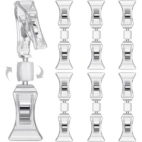 SHINING HOUSE 10er-Pack drehbarer Doppelclip-Etikettenclip, transparenter Kartenhalter, Preisschildhalter, Flohmarkt-Notizenbefestigung, Fotohalter, 9 x 2,1 cm (1/3)
