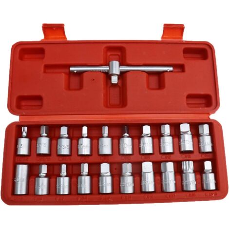 21x Ölablassschraube Antriebsschlüssel Hauptkurbelgehäuse mit 3/8" Steckschlüsselsatz Vierkant Sechskant (1/5)