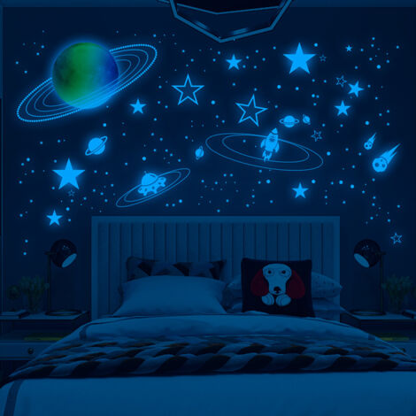 SHINING HOUSE 1044 Stück realistische 3D-Aufkleber, die im Dunkeln leuchten, Punkte, Sterne, Mond, Aufkleber für Wand, Decke, Kinderzimmer, Dekoration