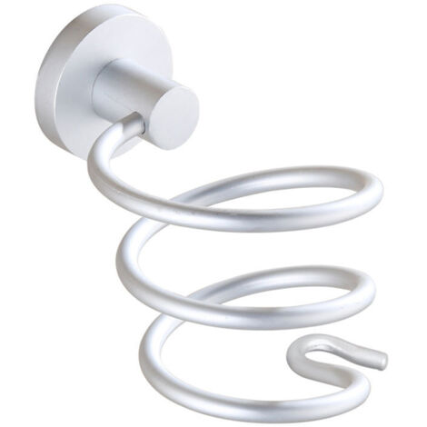 SHINING HOUSE Haartrockner-Halter, spiralförmiger Haartrockner-Halter, Haartrockner-Halter, wandmontierter Aluminium-Kabelhalter für Küche, Badezimmer, Badezimmer-Zubehör (9,8 x 4,5 x 8 cm) (1/4)