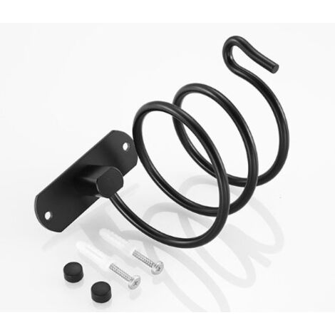 SHINING HOUSE Haartrockner-Halter, Aluminium, Wandmontage, Haartrockner-Halter, Kabelhalter für Küche, Badezimmer, Badezimmer-Zubehör, Schwarz (8,5 x 8 x 7 cm) (1/4)