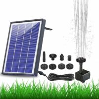 6,5 W Solar-Springbrunnenpumpe mit eingebautem 1500 mAh-Akku, Solar-Wasserpumpe, schwimmender Springbrunnen mit 6 Düsen, für Vogelbad, Aquarium, Teich oder Gartendekoration, Solar-Belüftungspumpe