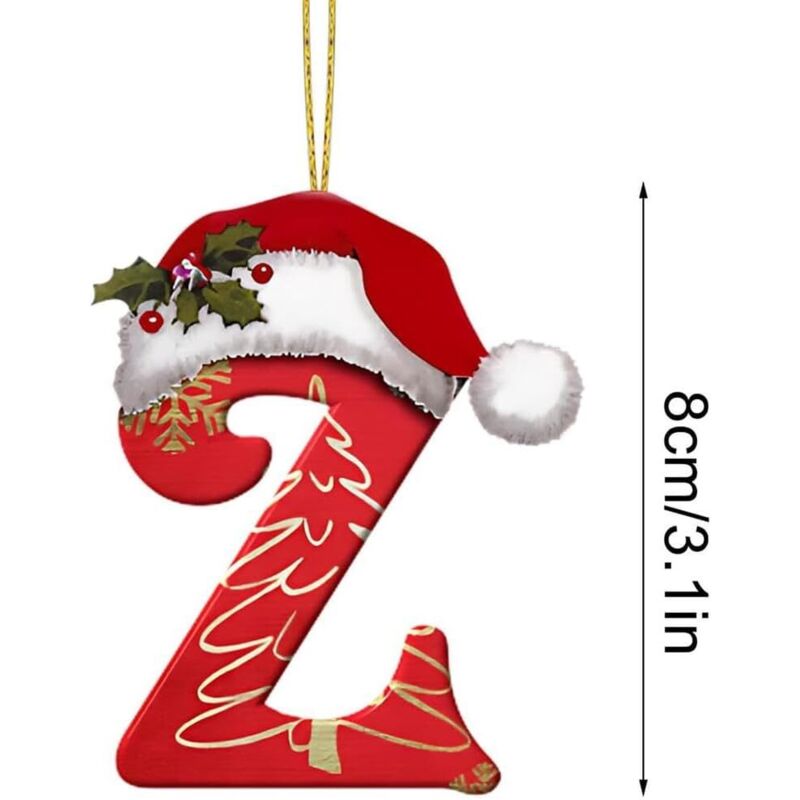 Lettere Di Natale Da Appendere: 26 Ornamenti In Resina Per Albero Con Simboli Festivi (Babbo Natale, Cappello) - Decorazioni Fai Da Te Per Scrivere Nomi E Auguri - 2