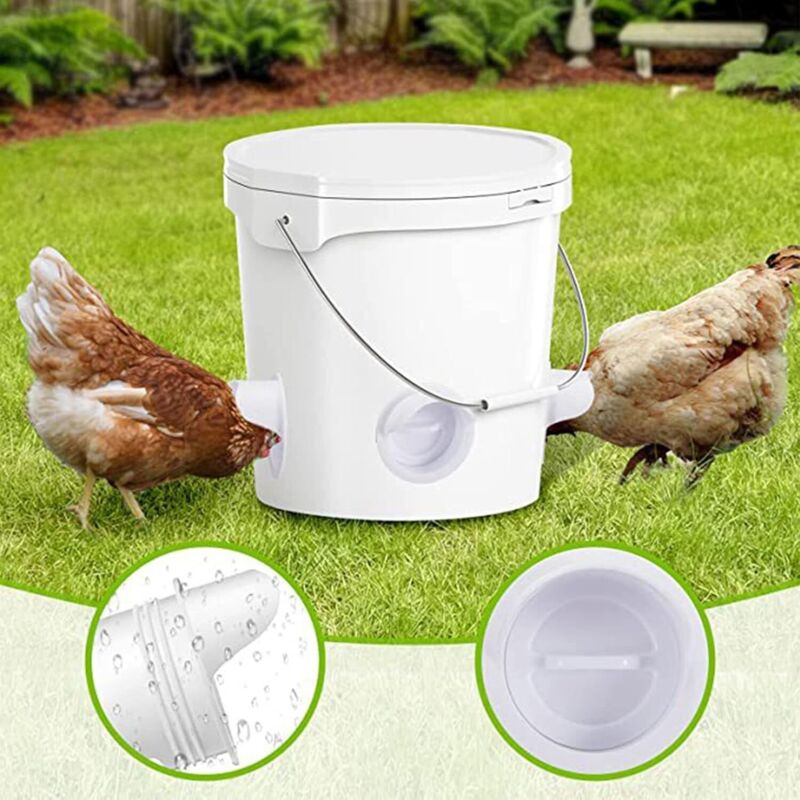 Mangiatoia Per Polli 2 Pezzi – Senza Sprechi, Secchio In PE Resistente Con Clip Metalliche, Per Recinzione E Giardino, Adatta A Pollame E Piccoli Animali