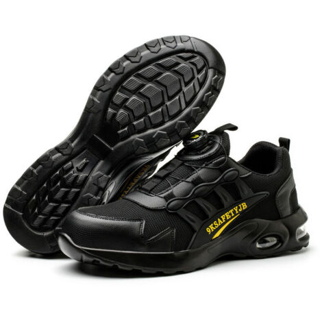 GABRIELLE Scarpe antinfortunistiche leggere e traspiranti con punta in acciaio, antiscivolo, antiperforazione, con bolle d'aria, regolabili, con bottone di serraggio, per uomo e donna, taglia 39 Euro (1/5)