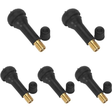 5 pezzi di valvole universali per ruote, valvole in gomma 413, valvole per pneumatici auto, tappo valvola tubeless per pneumatici auto, nero (1/5)