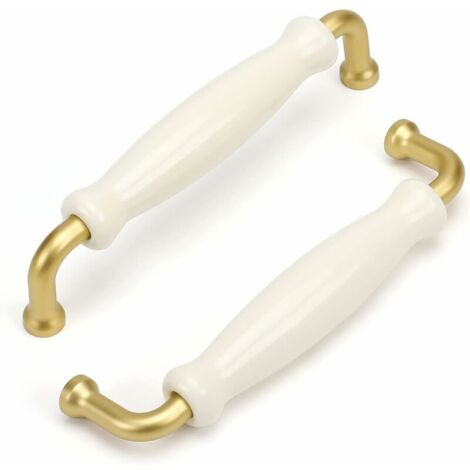 10 pezzi Maniglia per mobili color oro caldo Maniglia per mobili da cucina Maniglia per mobili vintage Maniglia per toletta Maniglia per mobiletto bianco Maniglia in porcellana centrale 128 mm