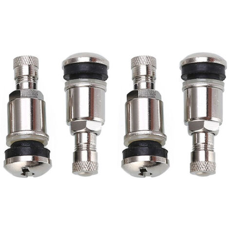 Valvola per pneumatici auto, valvola tubeless, 5 pezzi valvola universale per pneumatici, stelo valvola per pneumatici in acciaio inossidabile, valvole in acciaio argentato con tappo antipolvere (1/5)