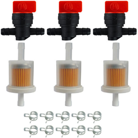 Rubinetti del carburante Filtri del carburante in linea da 1/4" Kit di morsetti Valvole di intercettazione per Briggs & Stratton 698183 494768 493960 491860 69103 (1/5)