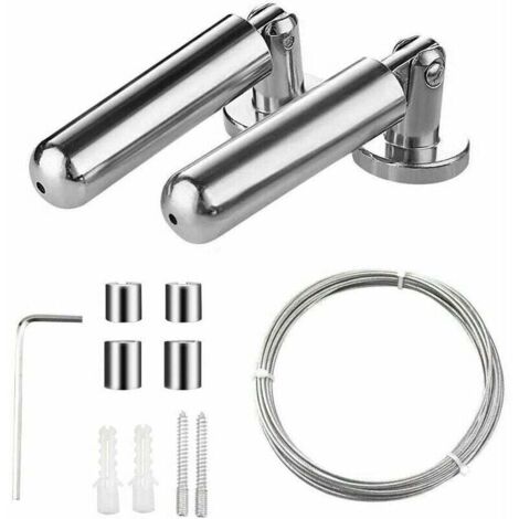 Kit Filo Metallico Per Tende In Acciaio Inox 5m Con 24 Ganci E Clip - Carico 20kg, Per Interni/Esterni, Balcone, Doccia