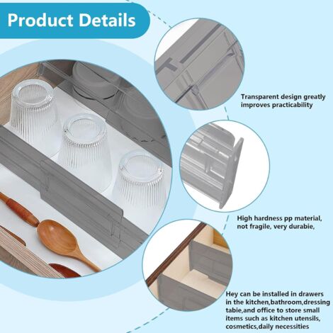 Divisori Per Cassetti Espandibili 5 Pezzi – Altezza 9,7 Cm – Organizzatori Regolabili Per Cucina, Biancheria E Ufficio