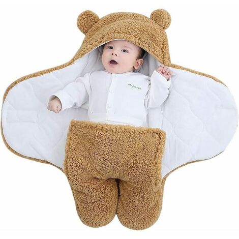 Copertina per neonati unisex, sacco nanna per neonati, copertina con cappuccio (1-3 mesi 70 cm)