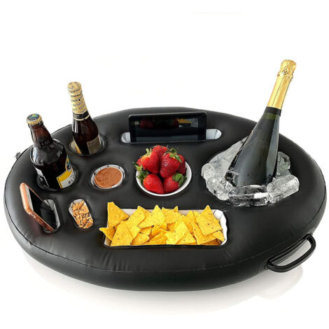 Portabicchieri gonfiabile per piscina, bar galleggiante per piscina a 9 fori, vassoio per piscina grande 2 in 1 75X50 Portabicchieri galleggiante portatile per adulti Vassoio per aperitivi in piscina