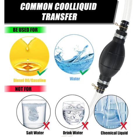 PARENCE - Pompa Di Estrazione Manuale Per Carburante, Acqua E Olio Kit Sifone Con Bulbo Di Aspirazione Tubo Trasparente Da 2 M Fascette Drenaggio Rapido E Facile 94991850