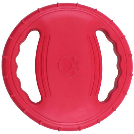 Disco volante per cani in EVA di alta qualità con doppia maniglia, giocattolo per cani, attività all'aperto, antiscivolo, rosso (1/4)