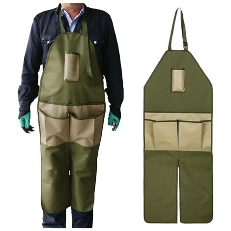 Grembiule da giardiniere lungo con protezione per le gambe, grembiule da lavoro con più tasche portautensili, ideale per giardinaggio, fai da te, falegnameria, garage, officina